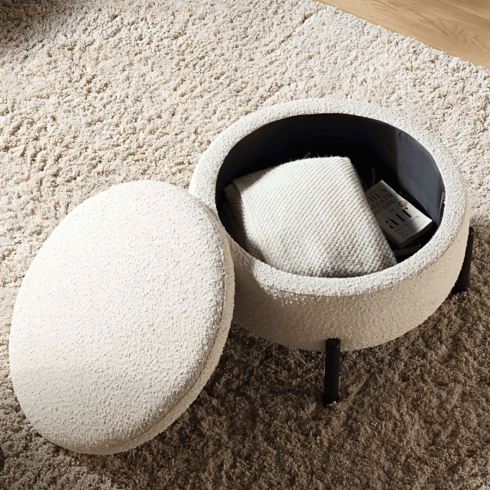 1 Seater Elegant Round Storage Box - 1514 - myhomestyle.pk