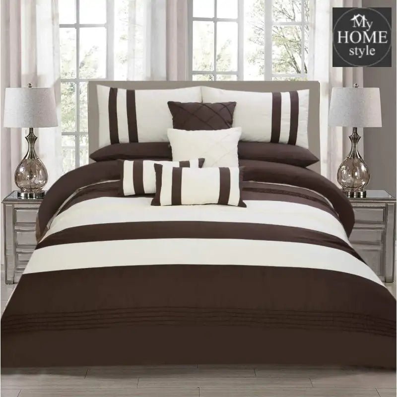 10 Pc's Pleats striped Duvet Set - myhomestyle.pk
