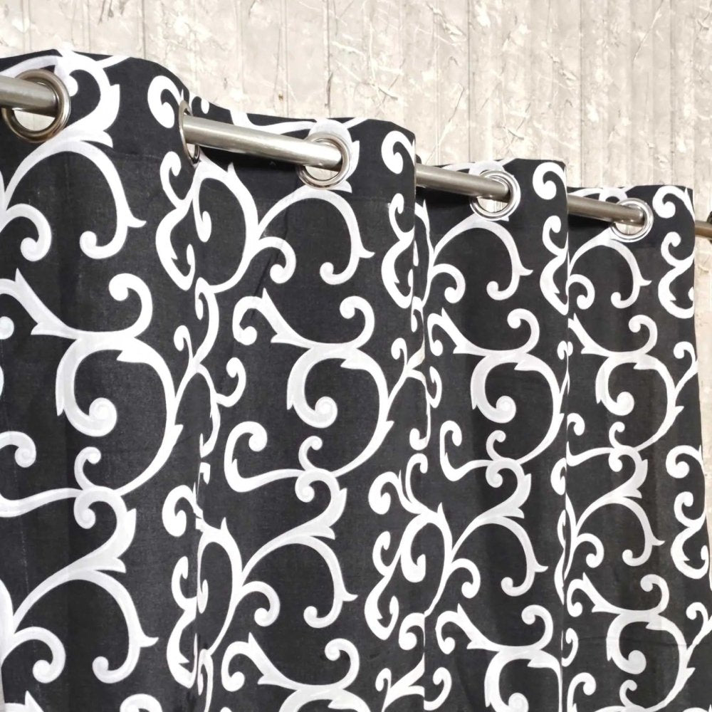 2 Pcs Printed Curtains Pair with Lining - 1149 - myhomestyle.pk