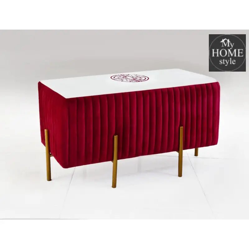 2 Seater Luxury Embroidered Velvet Stool With Steel Stand - 887 - myhomestyle.pk