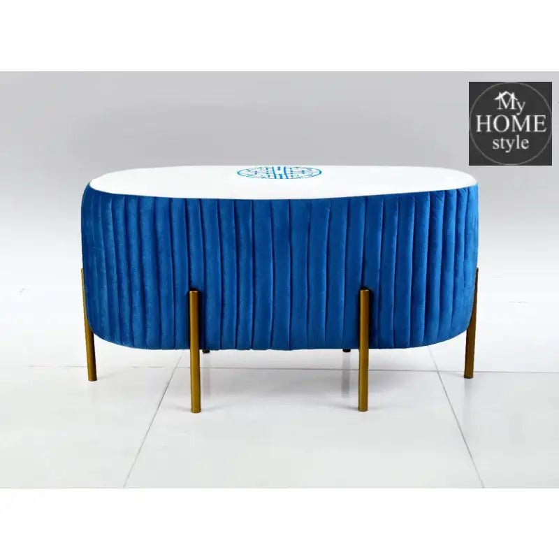 2 Seater Luxury Embroidered Velvet Stool With Steel Stand - 888 - myhomestyle.pk