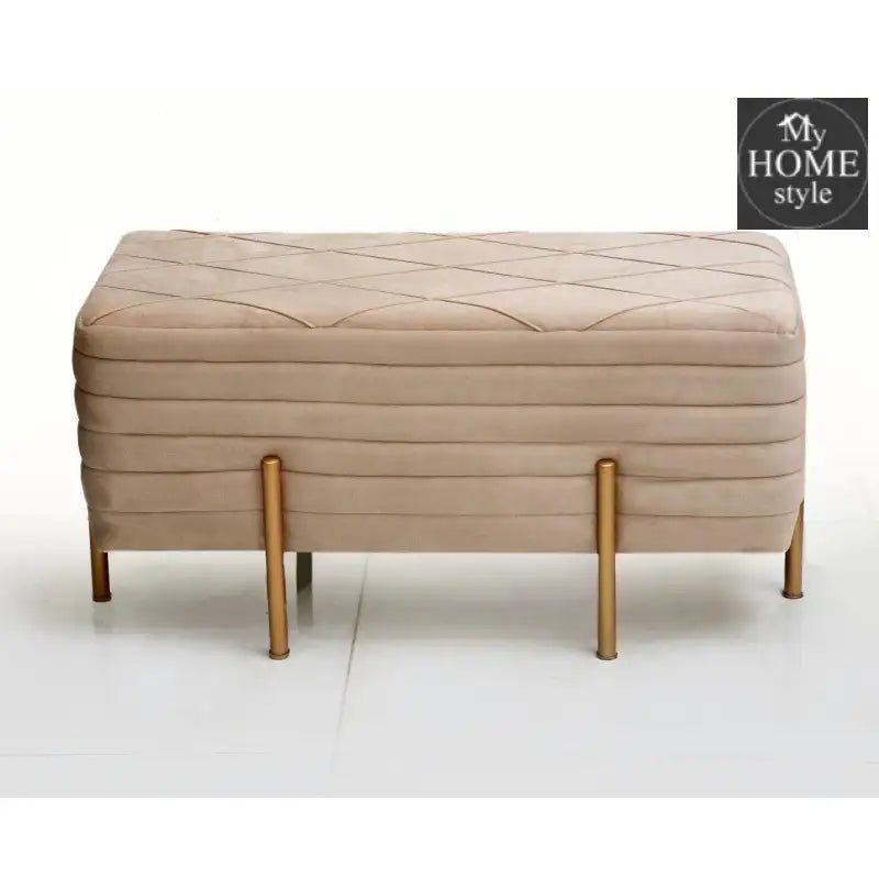 2 Seater Luxury Pleated Wooden Stool With Steel Stand - 846 - myhomestyle.pk
