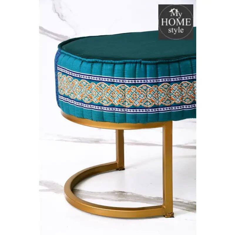 2 Seater Luxury Printed Stool With Steel Stand - 1114 - myhomestyle.pk