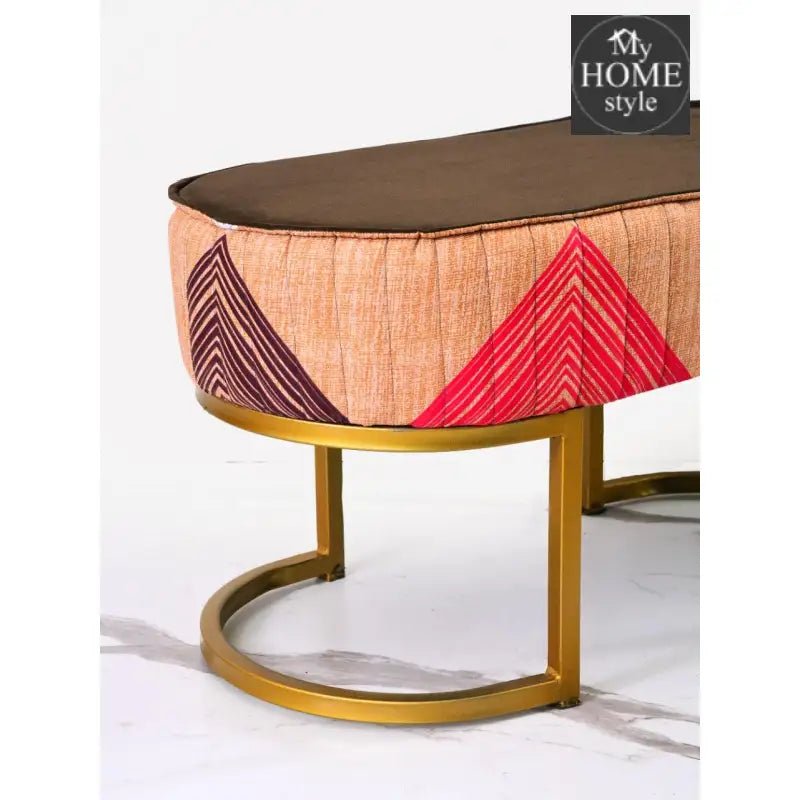 2 Seater Luxury Printed Stool With Steel Stand - 1117 - myhomestyle.pk