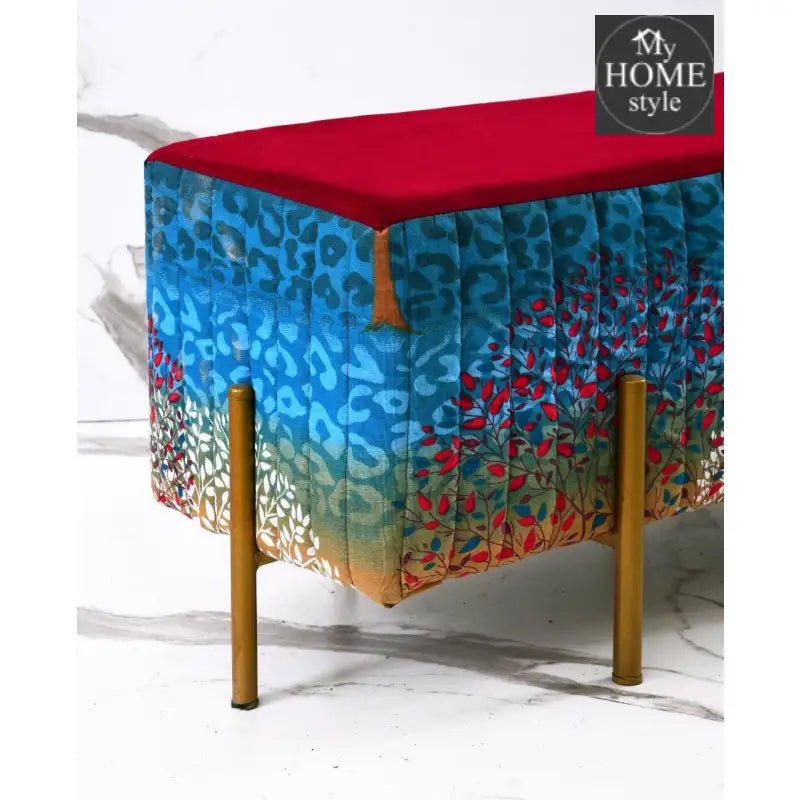 2 Seater Luxury Printed Stool With Steel Stand - 1118 - myhomestyle.pk