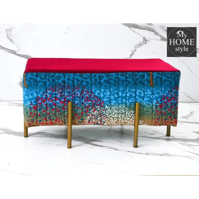 2 Seater Luxury Printed Stool With Steel Stand - 1118 - myhomestyle.pk