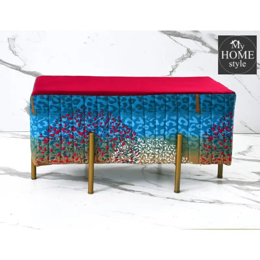 2 Seater Luxury Printed Stool With Steel Stand -1118 - myhomestyle.pk