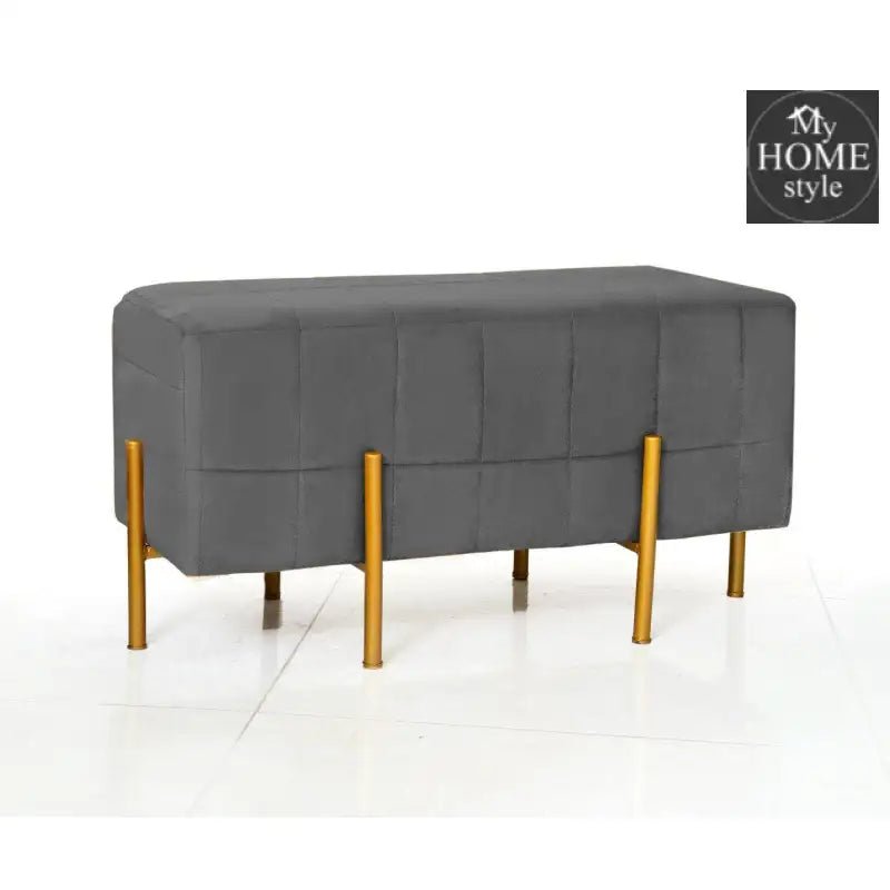 2 Seater Luxury Velvet Wooden Stool With Steel Stand - 882 - myhomestyle.pk