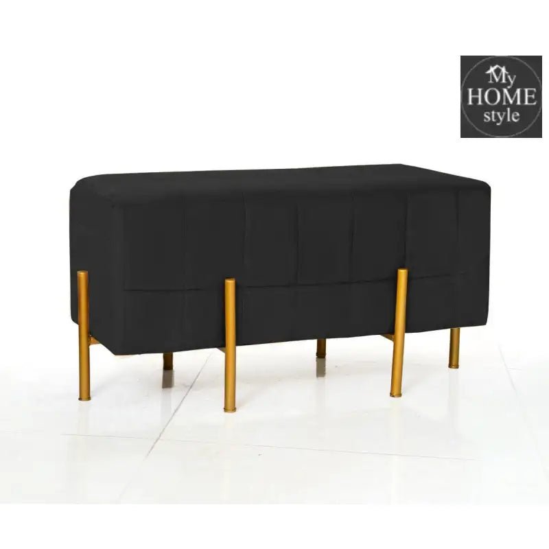 2 Seater Luxury Velvet Wooden Stool With Steel Stand - 883 - myhomestyle.pk