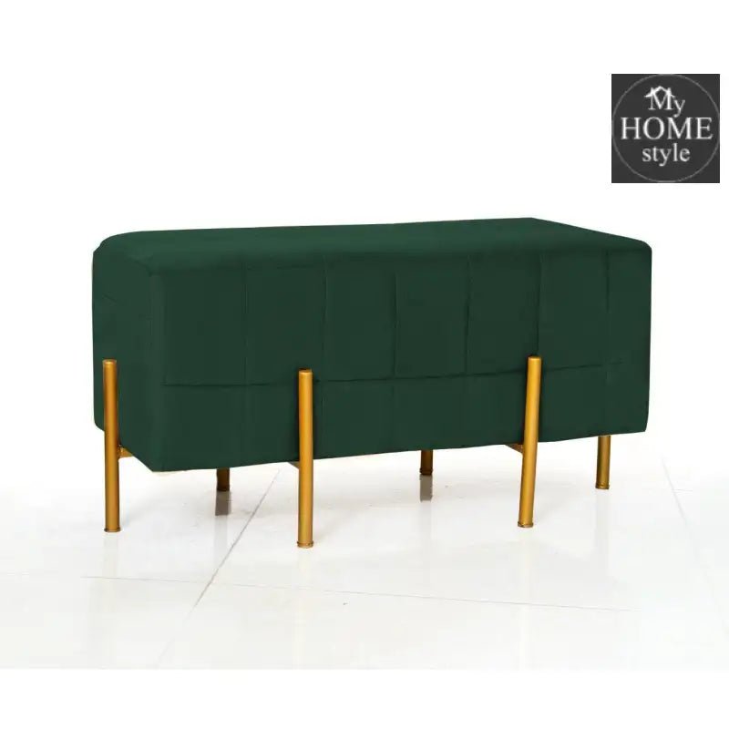 2 Seater Luxury Velvet Wooden Stool With Steel Stand - 884 - myhomestyle.pk