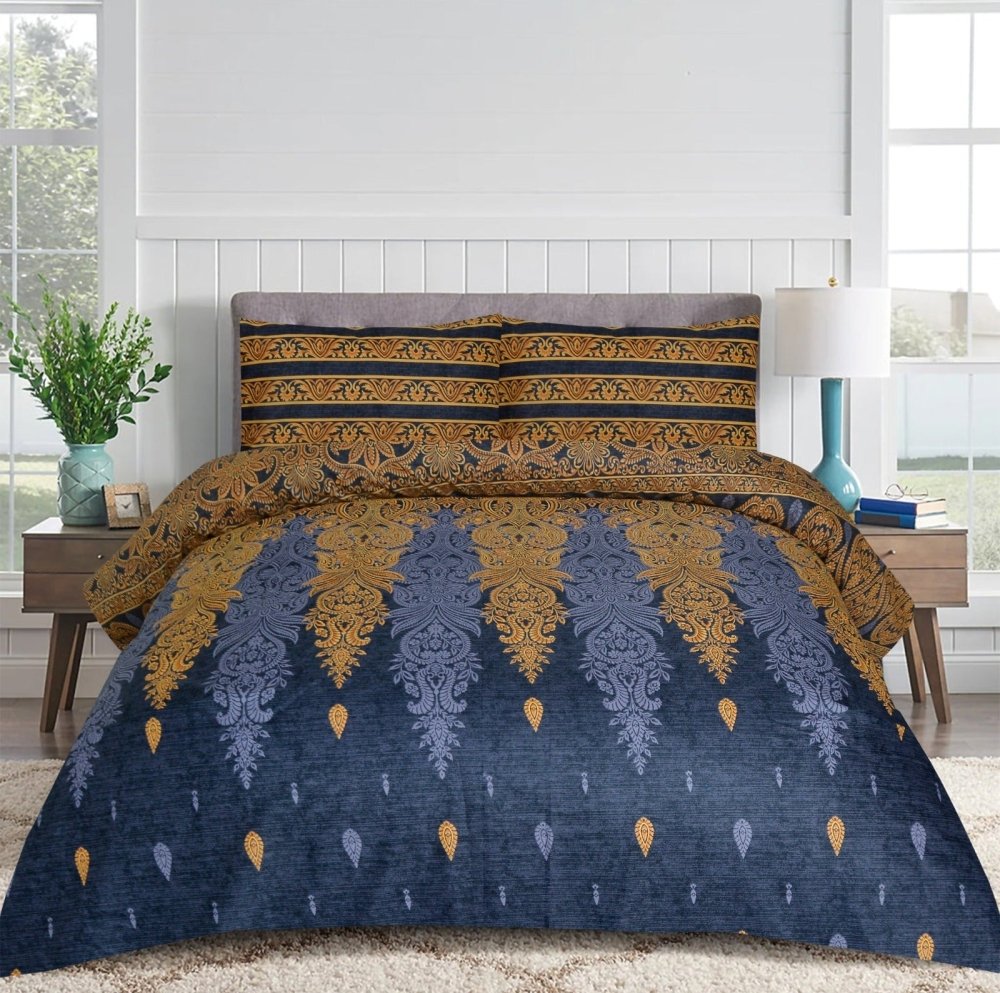 3 Pcs Elegant Printed Bed Sheet - 1243 - myhomestyle.pk