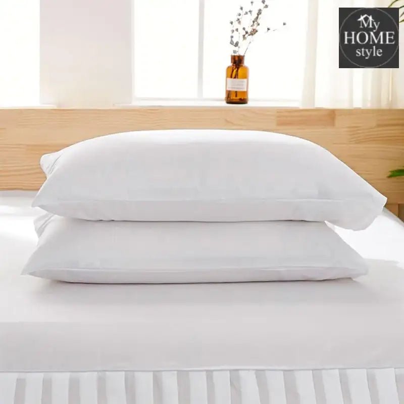 3 PCs Fitted Bed skirt with Pillow cover White - myhomestyle.pk
