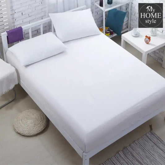 3 PCs Fitted Sheet Rich Cotton White with Pillow cover - myhomestyle.pk