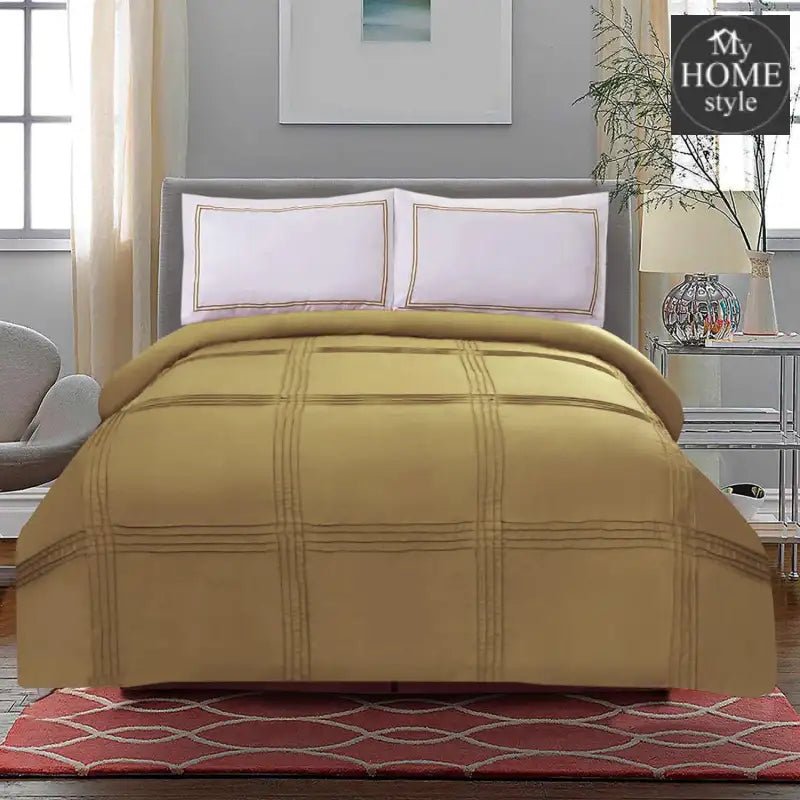 3 Pcs Luxury Baratta Pleated Duvet Set beige - myhomestyle.pk