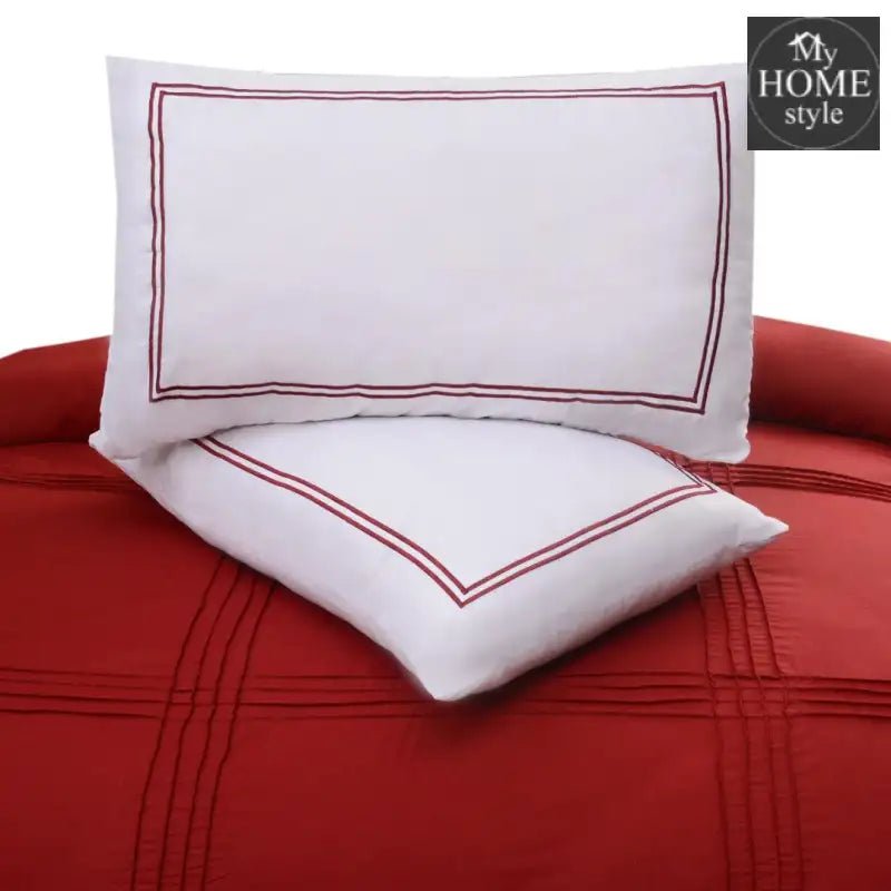 3 Pcs Luxury Baratta Pleated Duvet Set Red - myhomestyle.pk