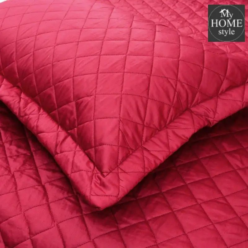 3 Pc's Luxury Bedspread Maroon - myhomestyle.pk