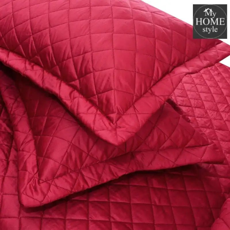 3 Pc's Luxury Bedspread Maroon - myhomestyle.pk