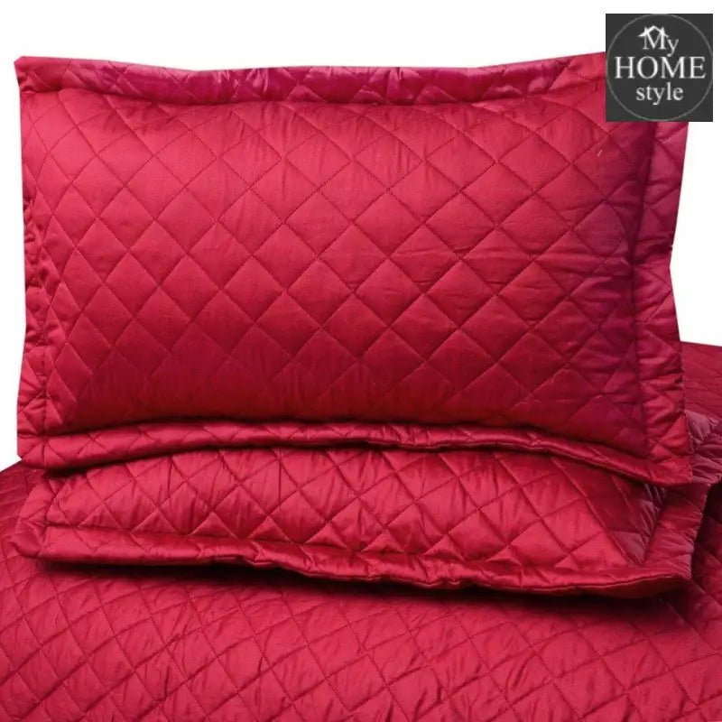 3 Pc's Luxury Bedspread Maroon - myhomestyle.pk