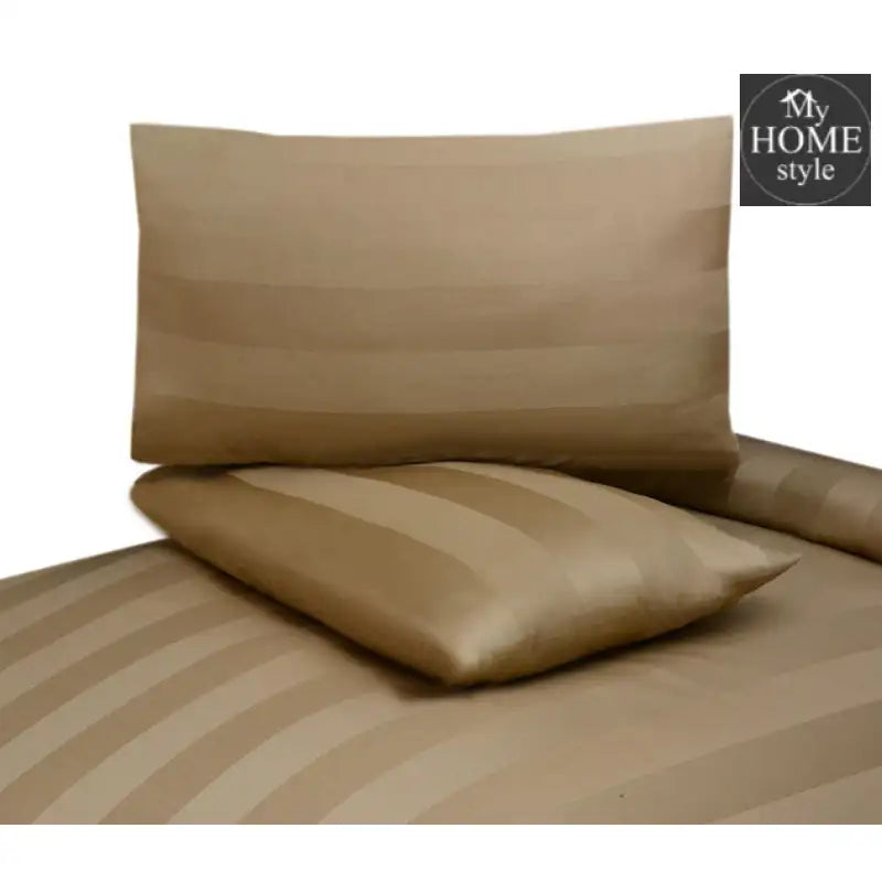 3 Pc's Luxury Satin Stripe Duvet Set Skin Beige - myhomestyle.pk