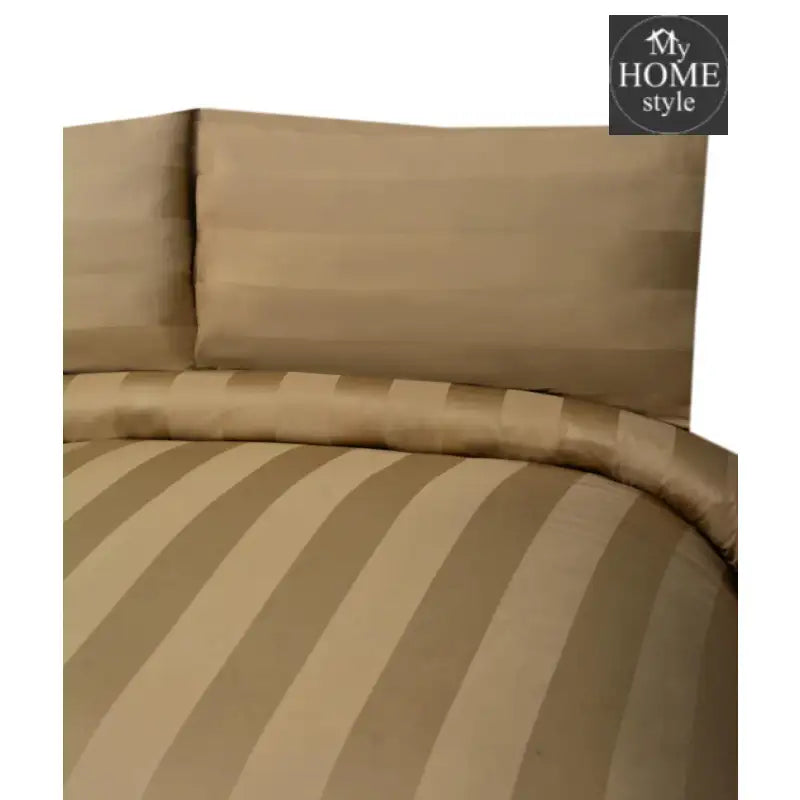 3 Pc's Luxury Satin Stripe Duvet Set Skin Beige - myhomestyle.pk