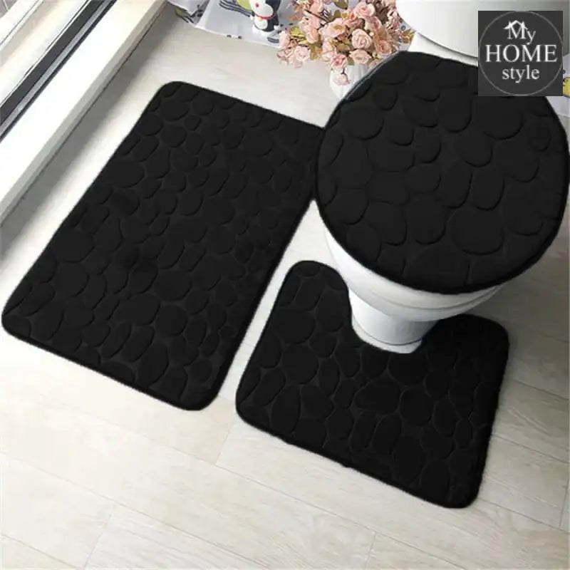 3 PCs Non Skid Suction Toilet Mat - 027 - myhomestyle.pk