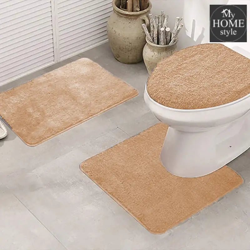 3 PCs Non Skid Suction Toilet Mat - 029 - myhomestyle.pk