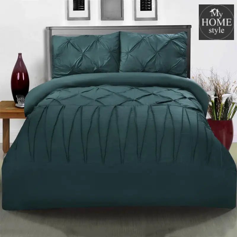3 Pcs Pintuck & Cross Pleated Duvet Set - Zink - myhomestyle.pk