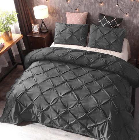 3 Pcs Pintuck Diamond Duvet Set Grey SC - myhomestyle.pk