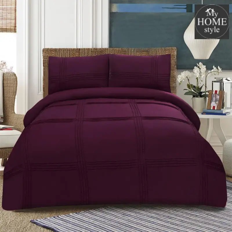 3 Pc's Pleated Duvet Set Violet - myhomestyle.pk