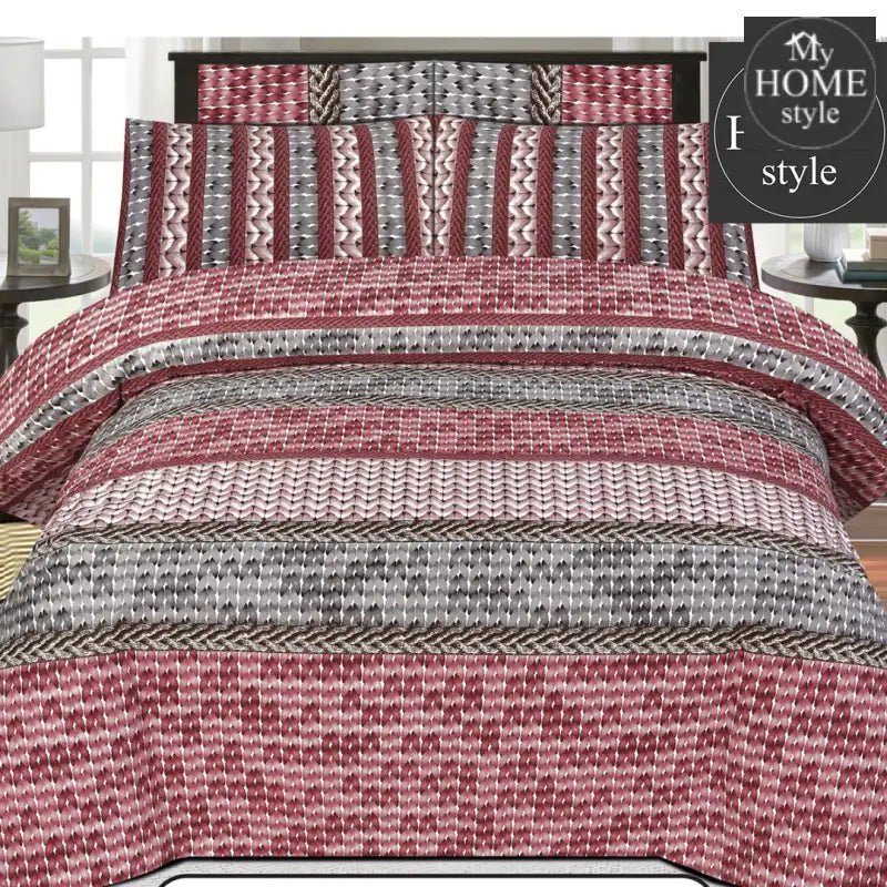 3 Pcs Premium Printed Bed Sheet MHS - 849 - myhomestyle.pk
