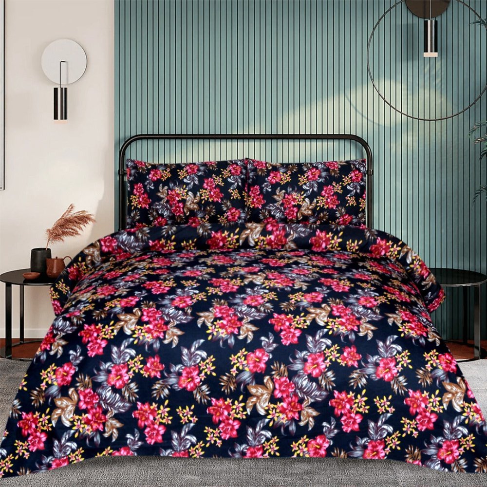 3 Pcs Printed Bed Sheet MHS - 1190 - myhomestyle.pk