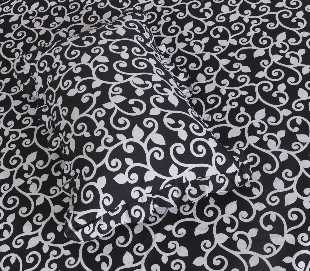 3 PCs Printed Bed skirt with Pillow cover 01 - myhomestyle.pk