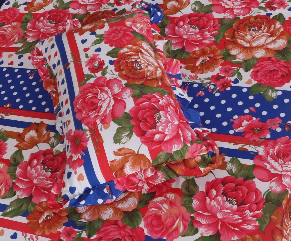 3 PCs Printed Bed skirt with Pillow cover 09 - myhomestyle.pk
