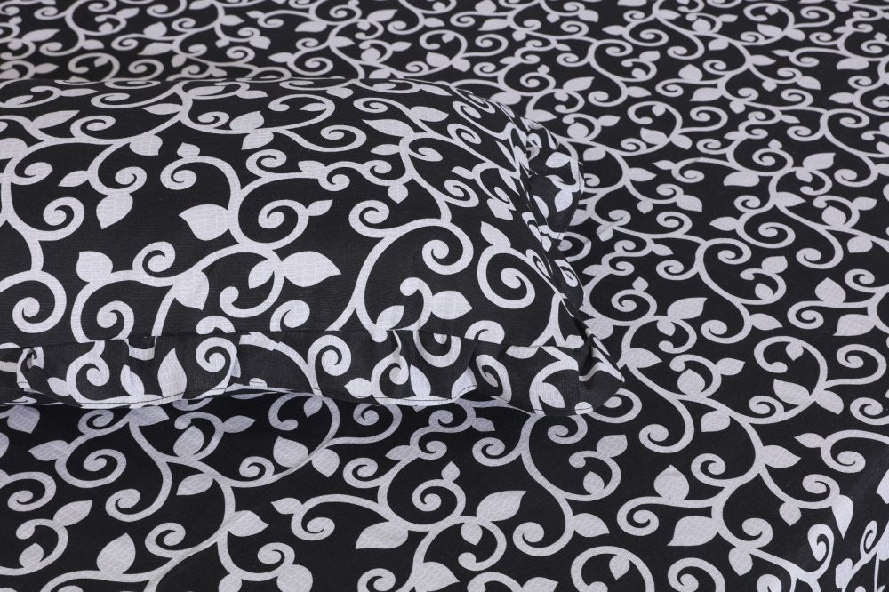 3 PCs Printed Bed skirt with Pillow cover - 1140 - myhomestyle.pk