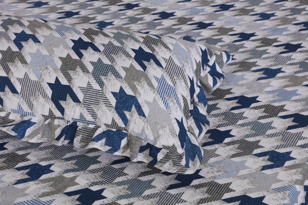 3 PCs Printed Bed skirt with Pillow cover - 1143 - myhomestyle.pk