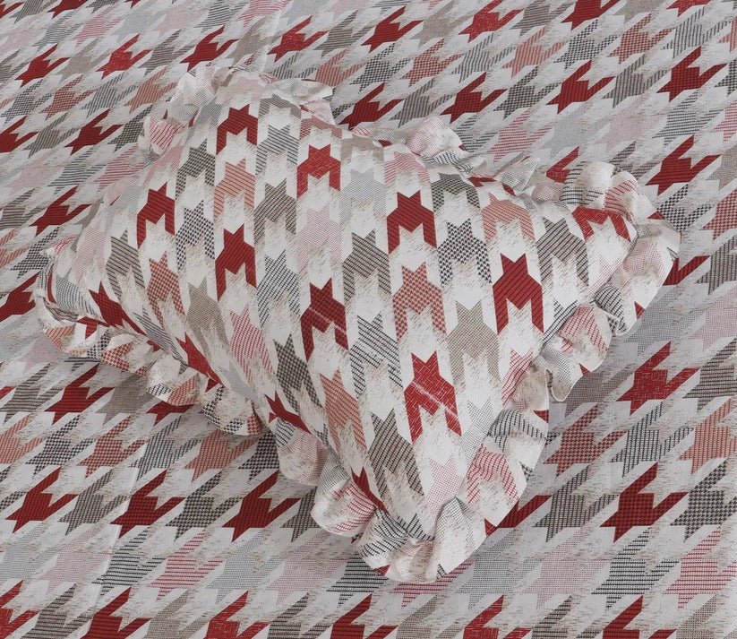 3 PCs Printed Bed skirt with Pillow cover - 1146 - myhomestyle.pk