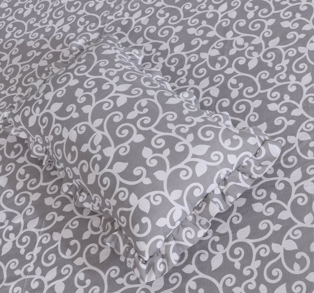 3 PCs Printed Bed skirt with Pillow cover 17 - myhomestyle.pk