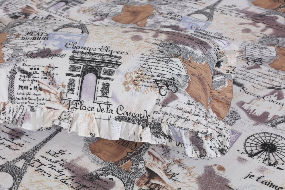 3 PCs Printed Bed skirt with Pillow cover 21 - myhomestyle.pk