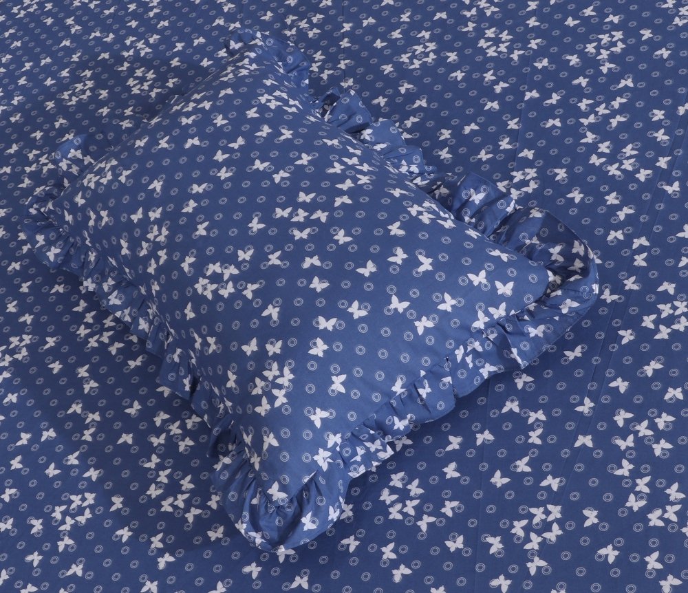 3 PCs Printed Bed skirt with Pillow cover 25 - myhomestyle.pk