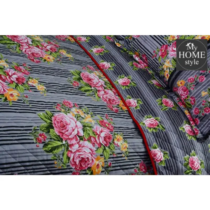 3 Pcs Quilted Floral Bedspread set MHS - n01 - myhomestyle.pk