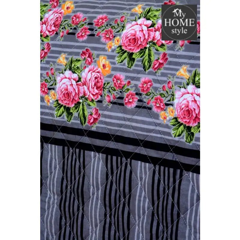 3 Pcs Quilted Floral Bedspread set MHS - n01 - myhomestyle.pk