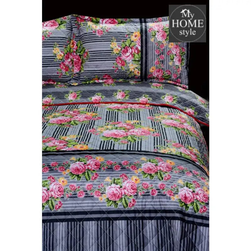 3 Pcs Quilted Floral Bedspread set MHS - n01 - myhomestyle.pk