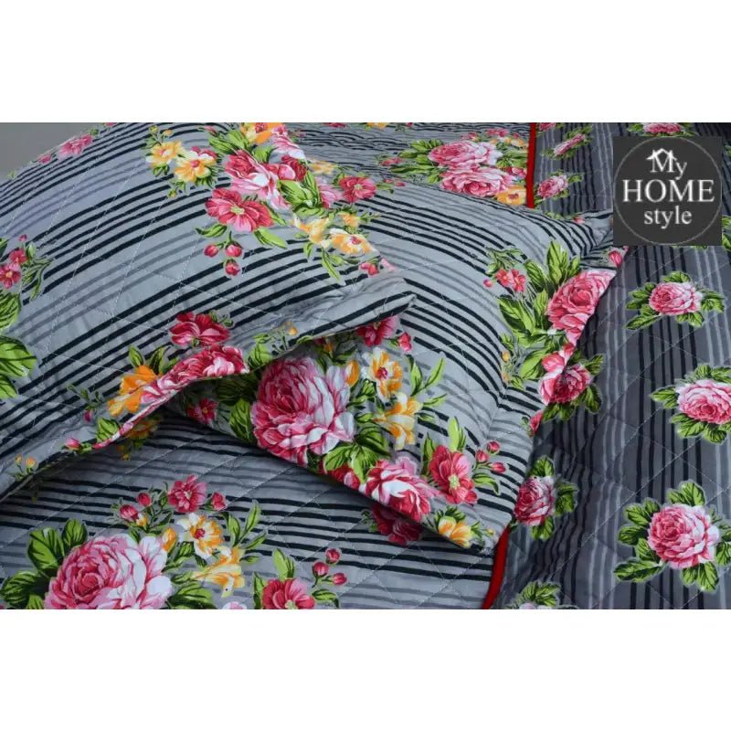 3 Pcs Quilted Floral Bedspread set MHS - n01 - myhomestyle.pk