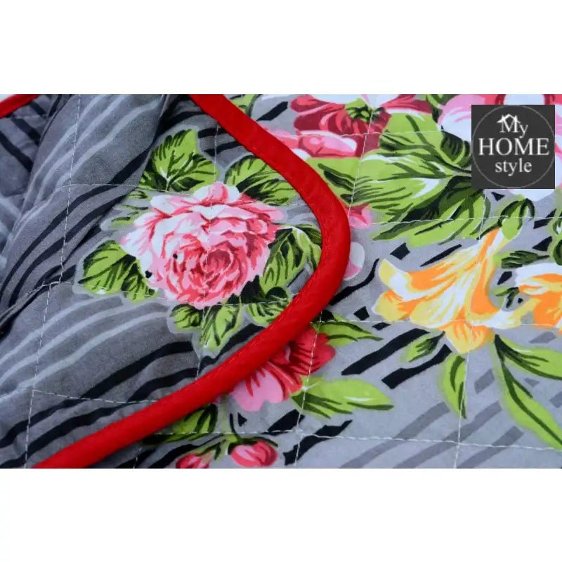 3 Pcs Quilted Floral Bedspread set MHS - n01 - myhomestyle.pk