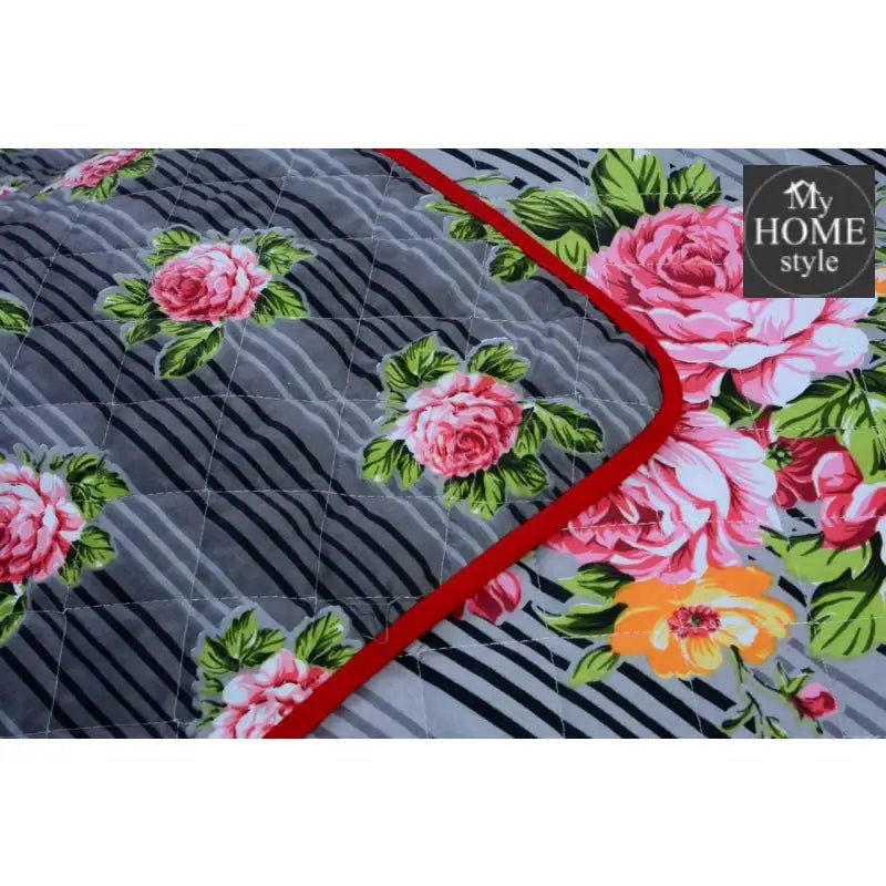3 Pcs Quilted Floral Bedspread set MHS - n01 - myhomestyle.pk