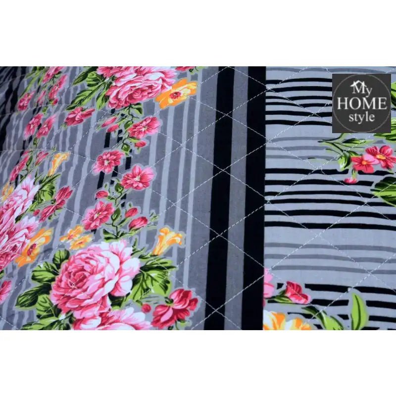 3 Pcs Quilted Floral Bedspread set MHS - n01 - myhomestyle.pk