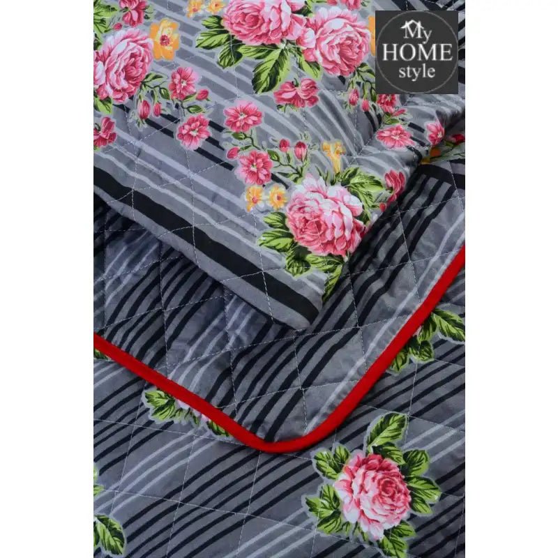 3 Pcs Quilted Floral Bedspread set MHS - n01 - myhomestyle.pk