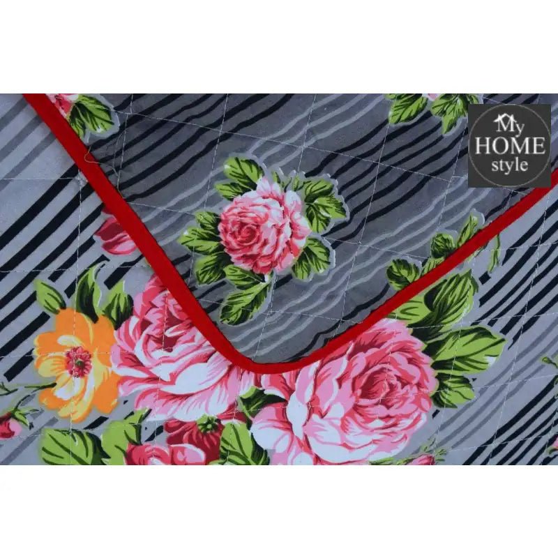 3 Pcs Quilted Floral Bedspread set MHS - n01 - myhomestyle.pk