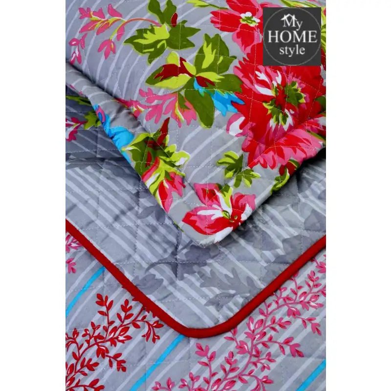 3 Pcs Quilted Floral Bedspread set MHS - n07 - myhomestyle.pk