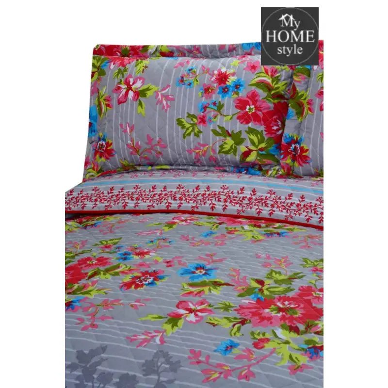 3 Pcs Quilted Floral Bedspread set MHS - n07 - myhomestyle.pk